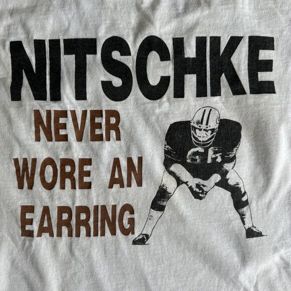 Vintage CHICAGO BEARS SHIRT Mens XL Dick Butkus Never Wore An Earring‎ Made USA - Picture 2 of 14